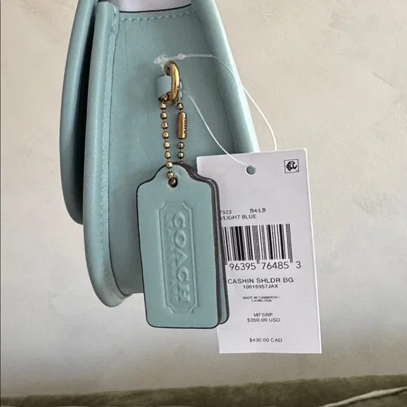 Cashin Carry Small Leather Crescent Bag- light blue - Picture 3 of 7